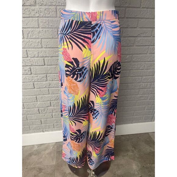 Multicolored Women Palm Print Fly Away Pant Size S - Picture 2 of 6